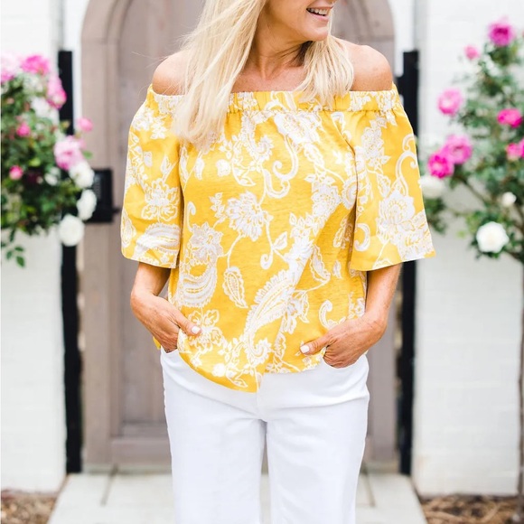 Chico's Tops - Chicos Off the Shoulder gathered neckline Blouse
